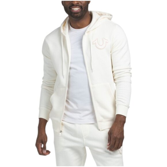 TRUE RELIGION Warp Embroidered Zip Hoodie - Picture 1 of 3